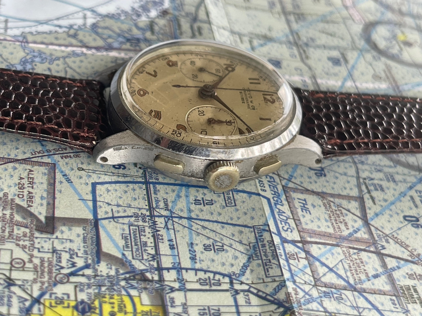 Tevo Watch Co 1940's Chronograph Landeron 48