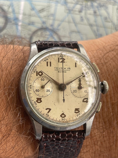 Tevo Watch Co 1940's Chronograph Landeron 48