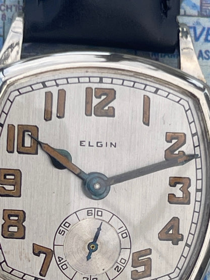 1926 Elgin Cushion case White Gold Filled Mechanical watch